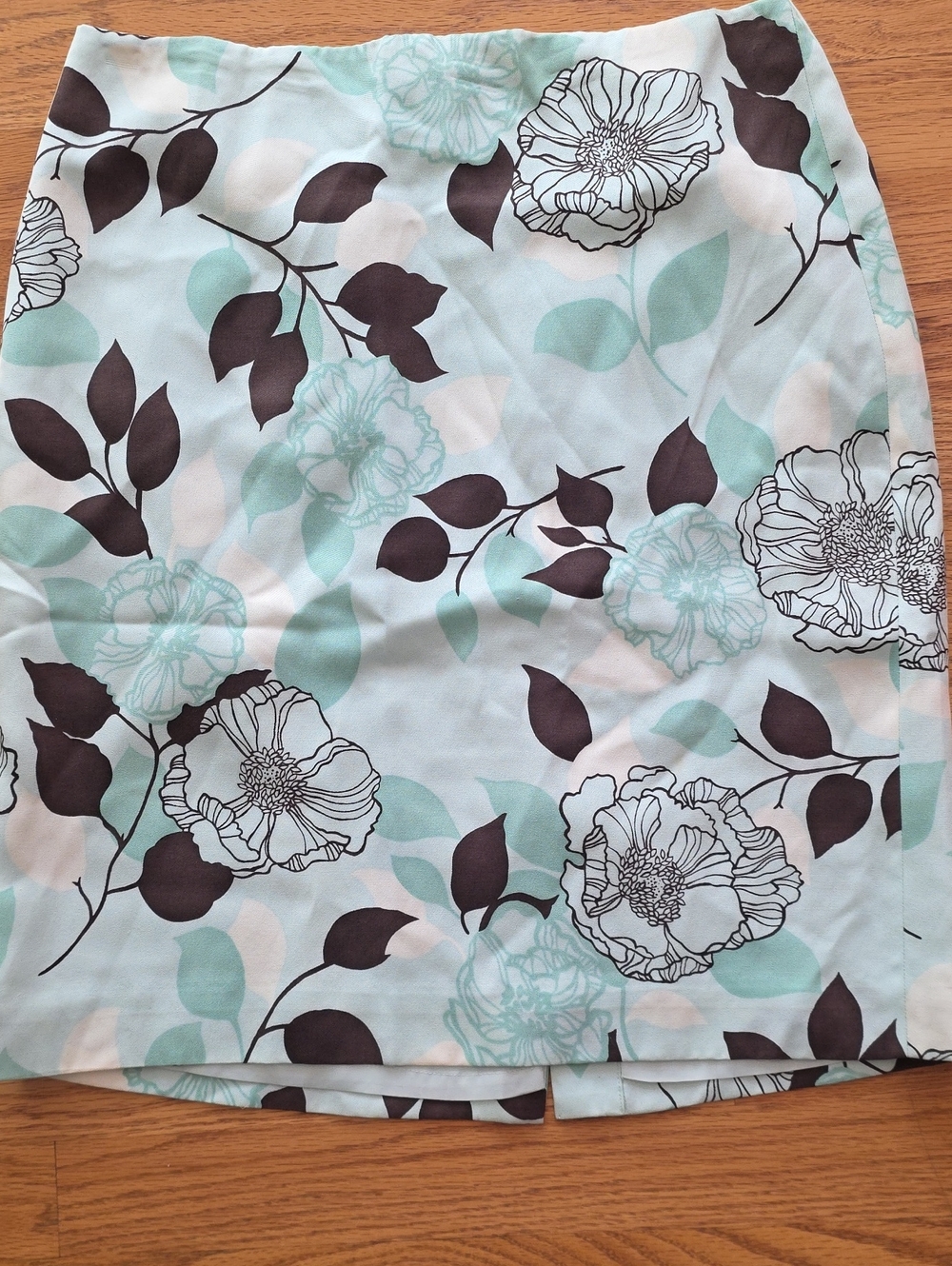 LOFT Mint and Brown Floral Skirt